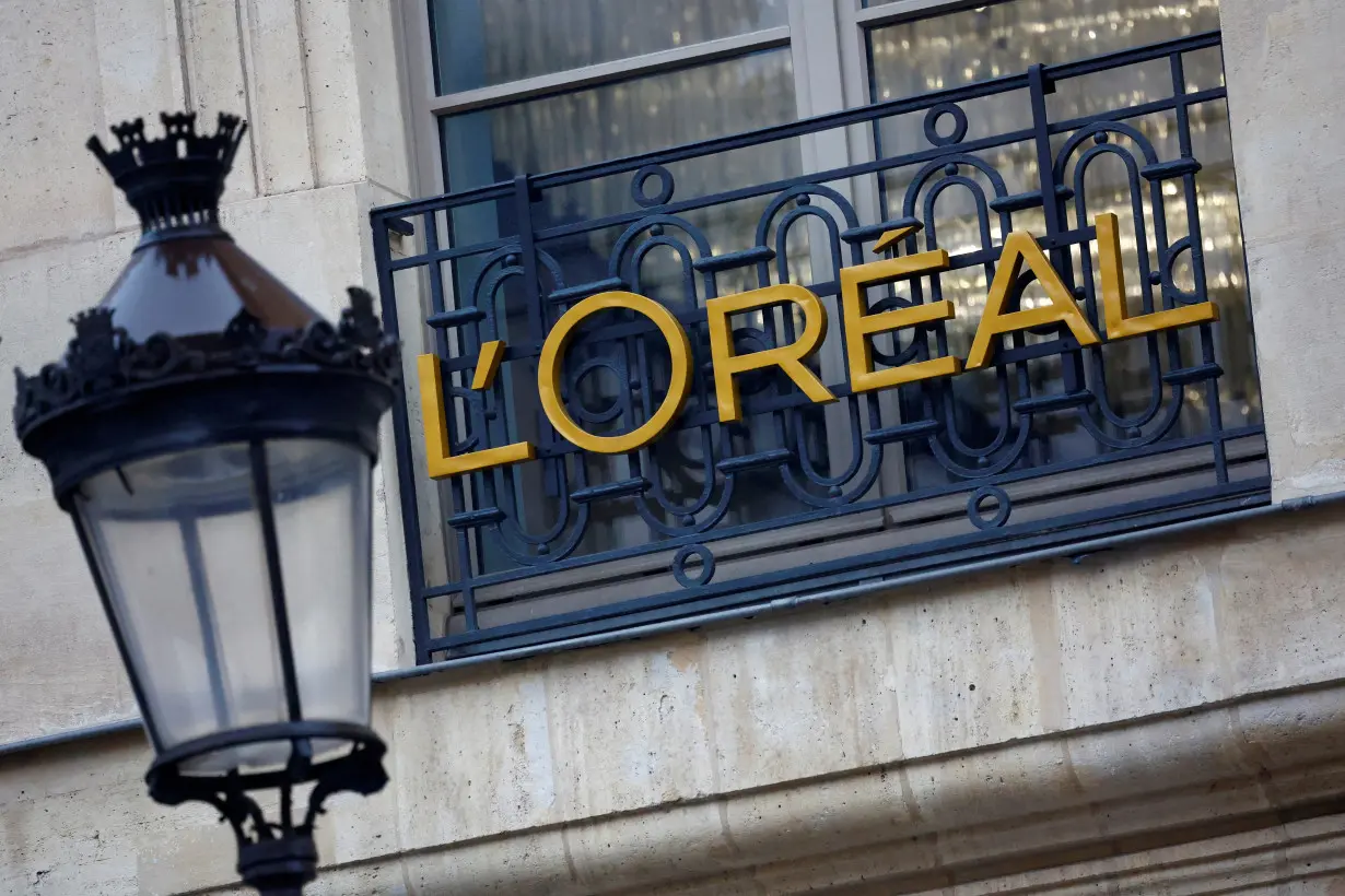 FILE PHOTO: The logo of French cosmetics group L'Oreal in Paris