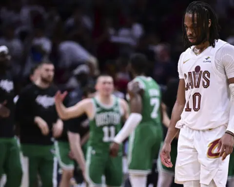 Jayson Tatum's 33 points help Celtics down short-handed Cavaliers 109-102 to take 3-1 lead in semis