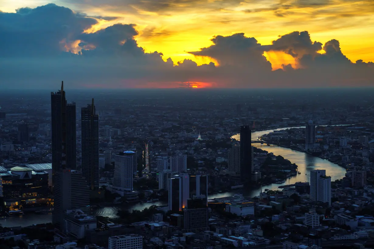 Bangkok's skyline photographed during sunset in Bangkok