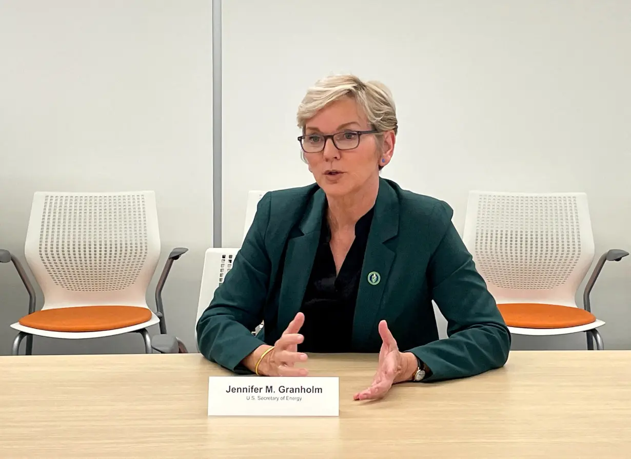 FILE PHOTO: U.S. Secretary of Energy Jennifer Granholm speaks during an interview with Reuters in Washington
