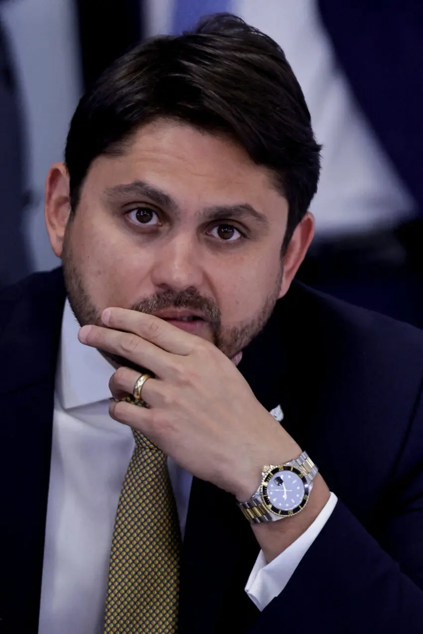 FILE PHOTO: Brazil's Communications Minister Juscelino Filho gestures before a ministerial meeting in Brasilia