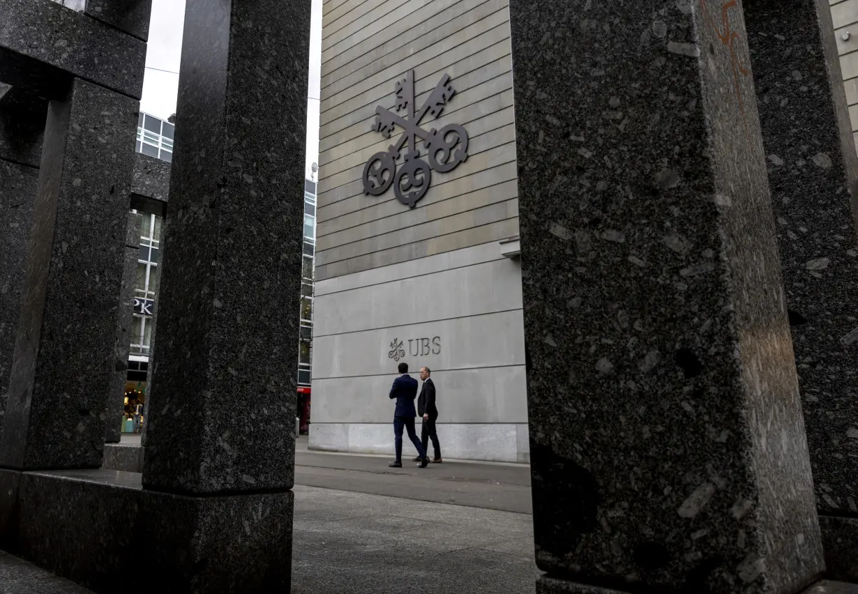 FILE PHOTO: A logo of Swiss bank UBS is seen in Zurich