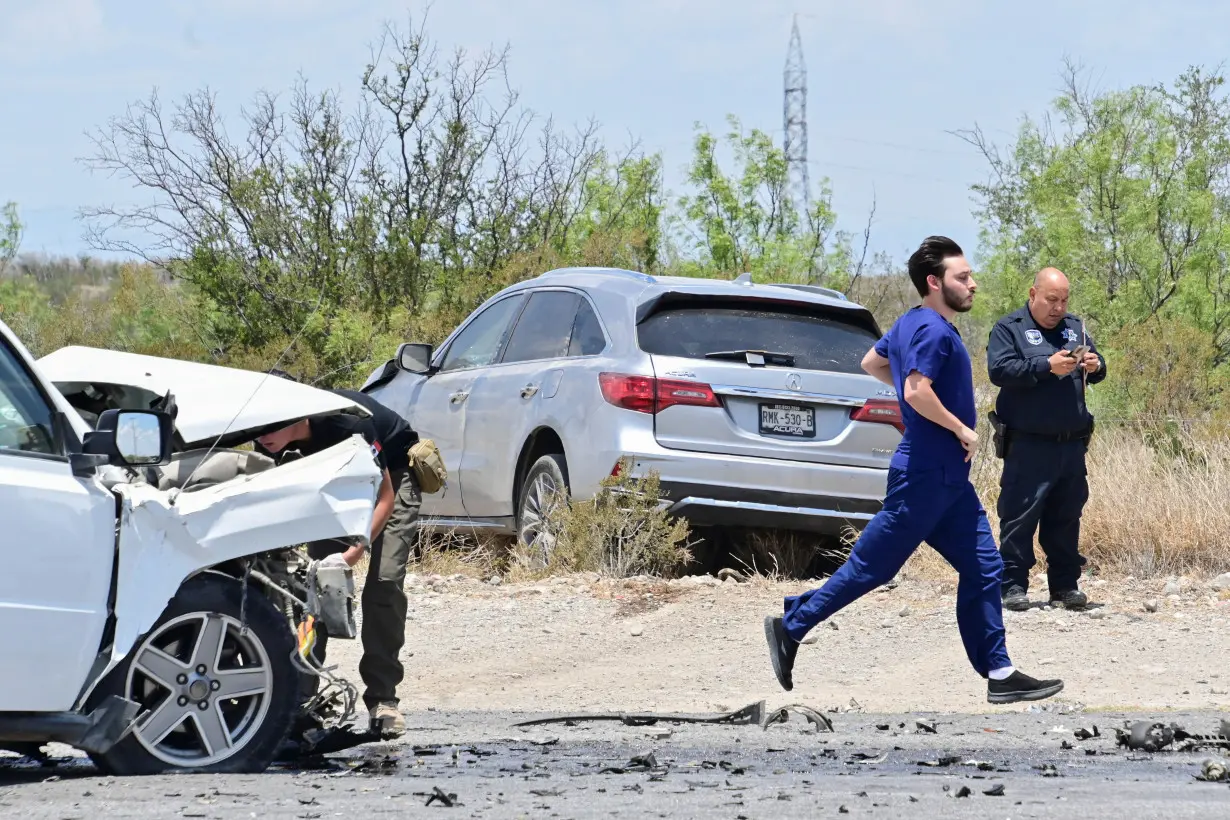 Scene of car crash involving a vehicle carrying members of President-elect Claudia Sheinbaum's team, in Monclova