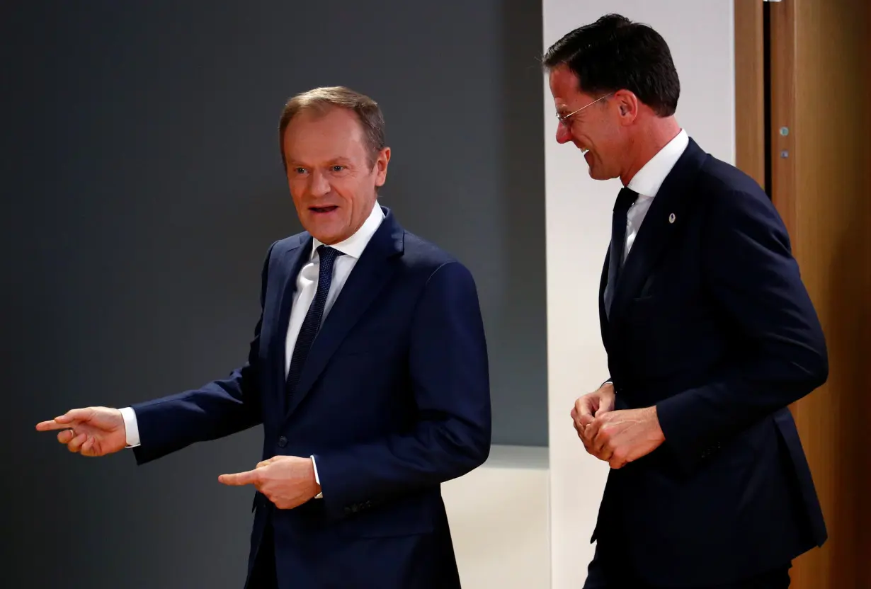 Dutch PM Rutte speaks with EU Council President Tusk in Brussels