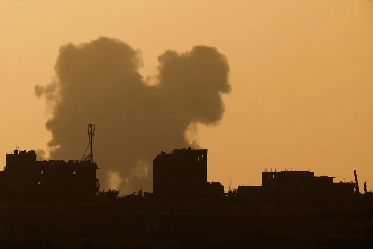 Smoke rises from an explosion following an Israeli air strike in Gaza, amid the Israel-Hamas conflict
