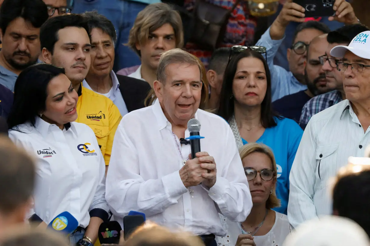 FILE PHOTO: Venezuelan opposition presidential candidate Edmundo Gonzalez participates in rally with the members of the electoral table in Caracas