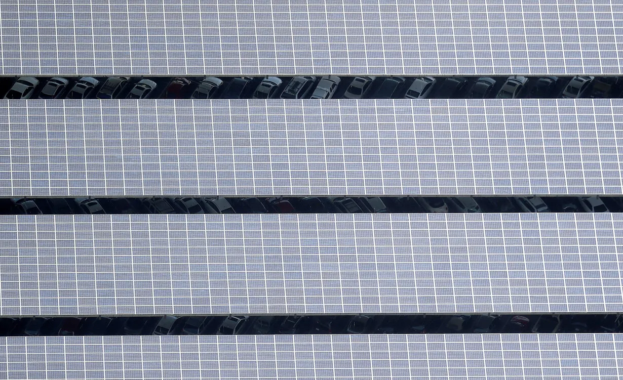 FILE PHOTO: Solar panels are seen on the roof of a car park in Mountain View