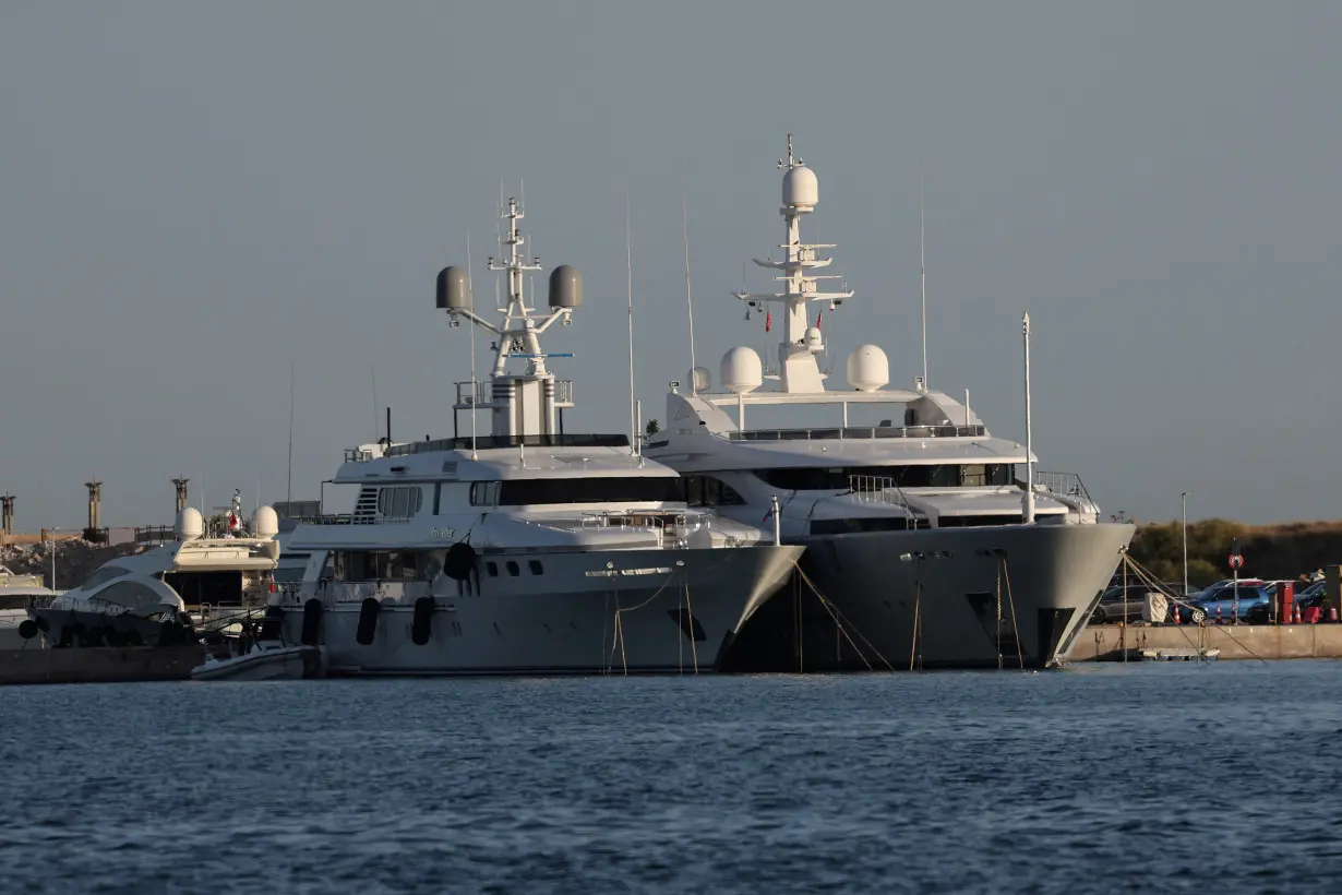 A view of a yacht, whose crew members allegedly caused a forest fire with fireworks launched from the vessel