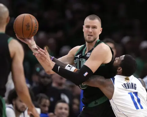 Celtics' Porzingis has rare tendon issue in lower left leg, is questionable for Game 3 of NBA Finals