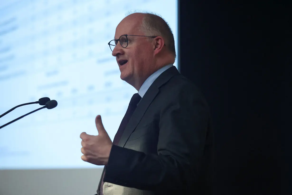 European Central Bank chief economist Philip Lane speaks during a lecture at the University of Cyprus in Nicosia