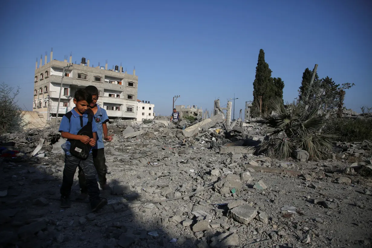 Aftermath of an Israeli strike on a school sheltering displaced people, in Khan Younis in the southern Gaza Strip