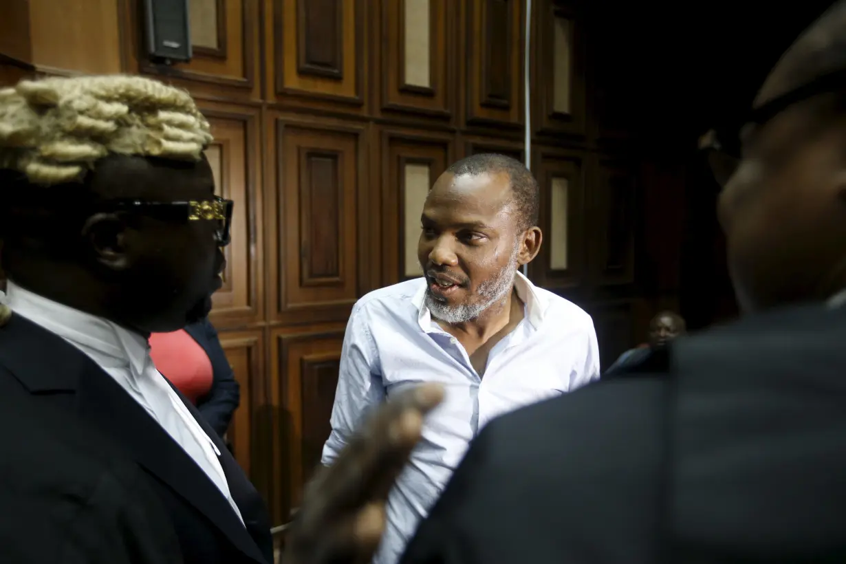 Indigenous People of Biafra (IPOB) leader Nnamdi Kanu seen at the Federal high court Abuja, Nigeria