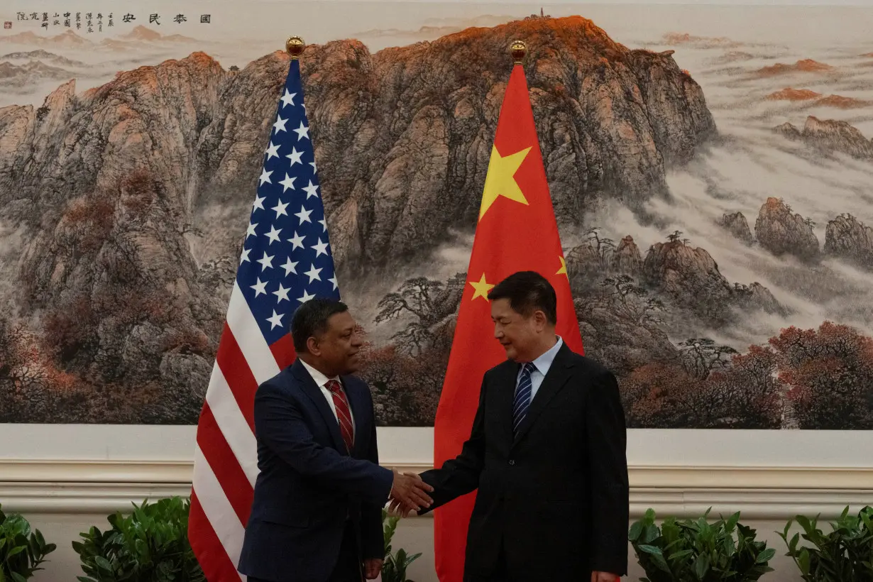 Dr. Rahul Gupta, head of the White House's Office of National Drug Control Policy meets with the Chinese Minister of Public Security Wang Xiaohong, in Beijing