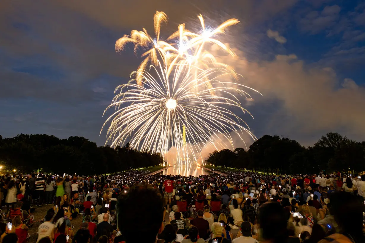 FILE PHOTO: Fireworks explode over the National Mall during Fourth of July celebrations in Washington