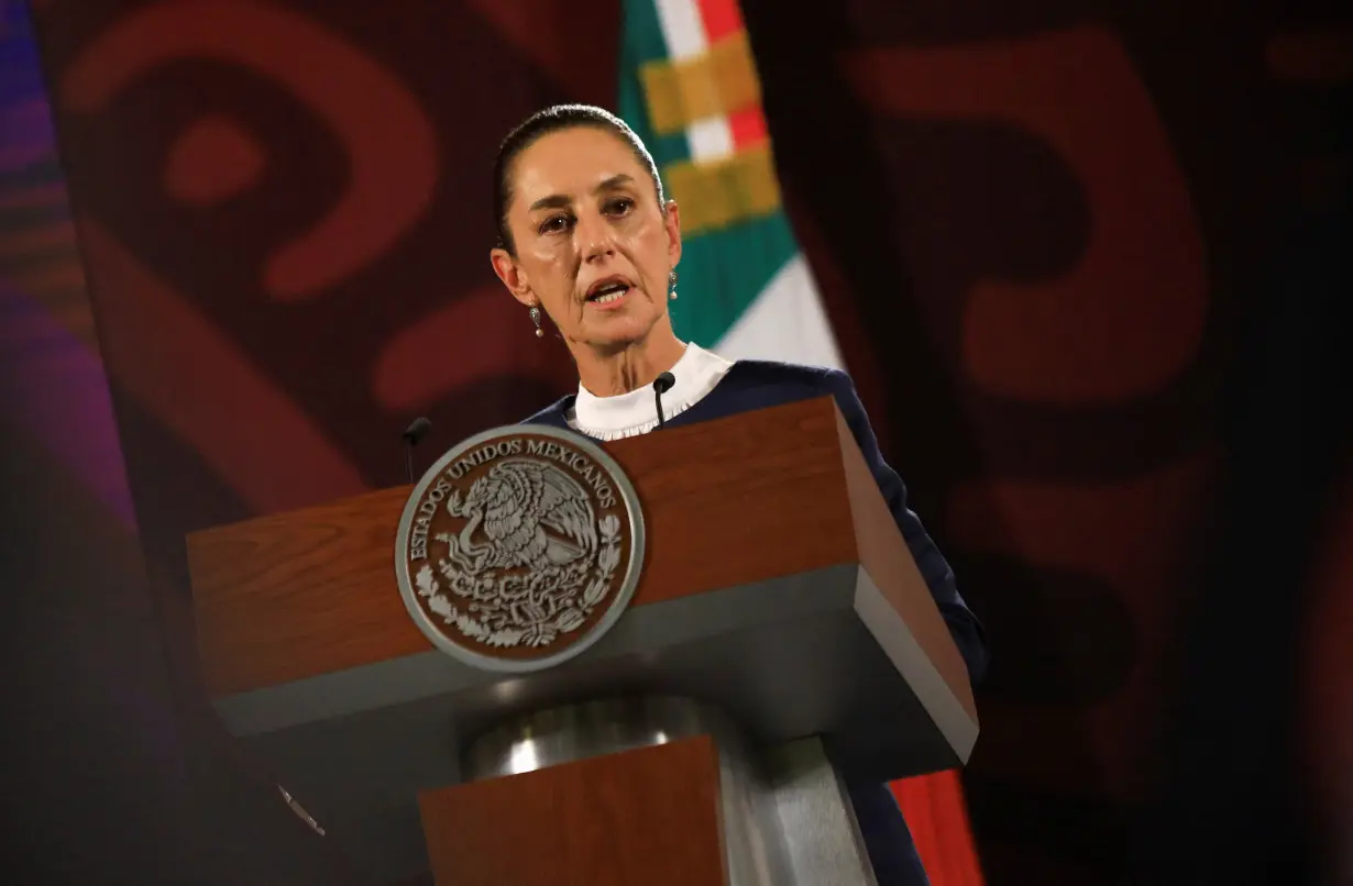 Mexican President-elect Claudia Sheinbaum holds a press conference, in Mexico City