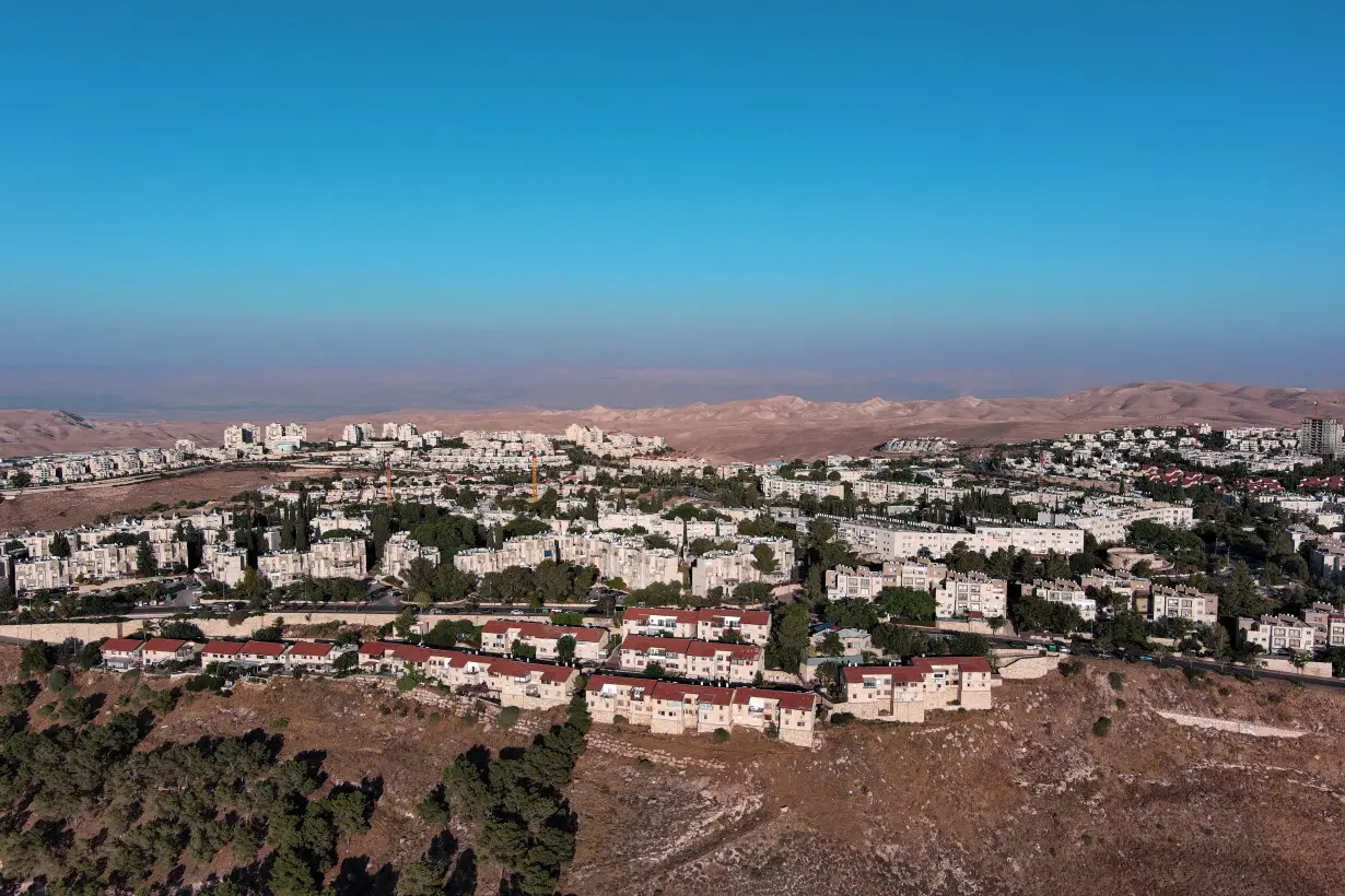 An aerial view shows the Jewish settlement of Maale Adumim