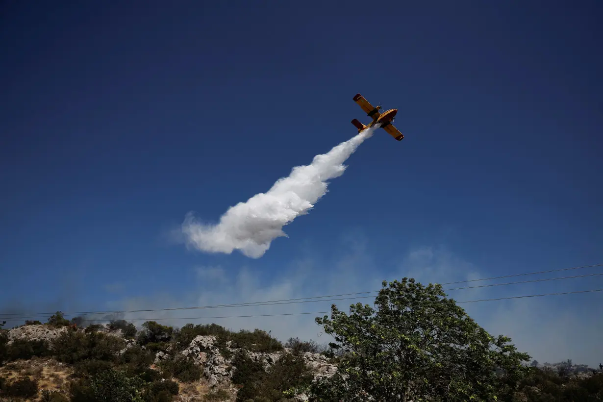 Wildfire near Koropi, in Greece