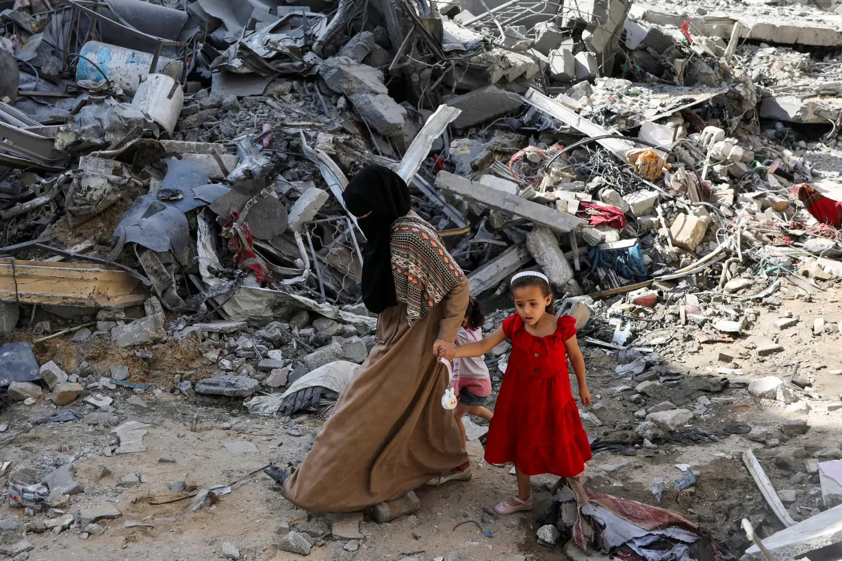 FILE PHOTO: Aftermath of Israeli strikes at the area where Israeli hostages were rescued on Saturday, in Nuseirat refugee camp