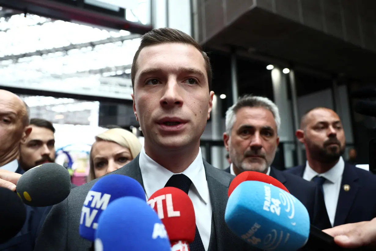 President of the French far-right RN party Bardella visits Eurosatory defence exhibition to campaign for early legislative elections