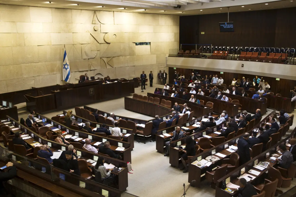 FILE PHOTO: A general view shows the plenum during a session at the Knesset, the Israeli parliament, in Jerusalem