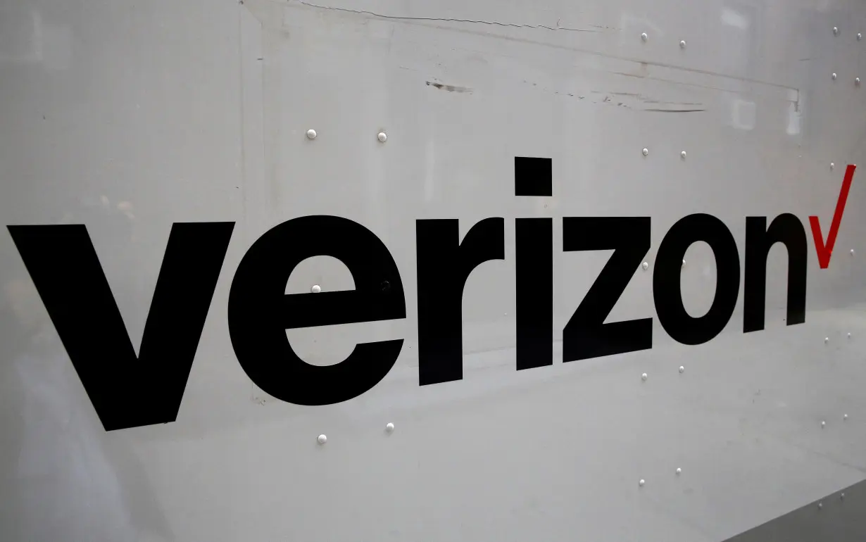 FILE PHOTO: The Verizon logo is seen on the side of a truck in New York