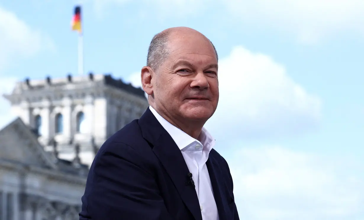 German Chancellor Olaf Scholz attends a TV interview in Berlin