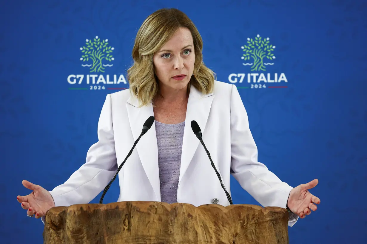 Italian PM Meloni holds a press conference after the annual G7 summit, in Savelletri