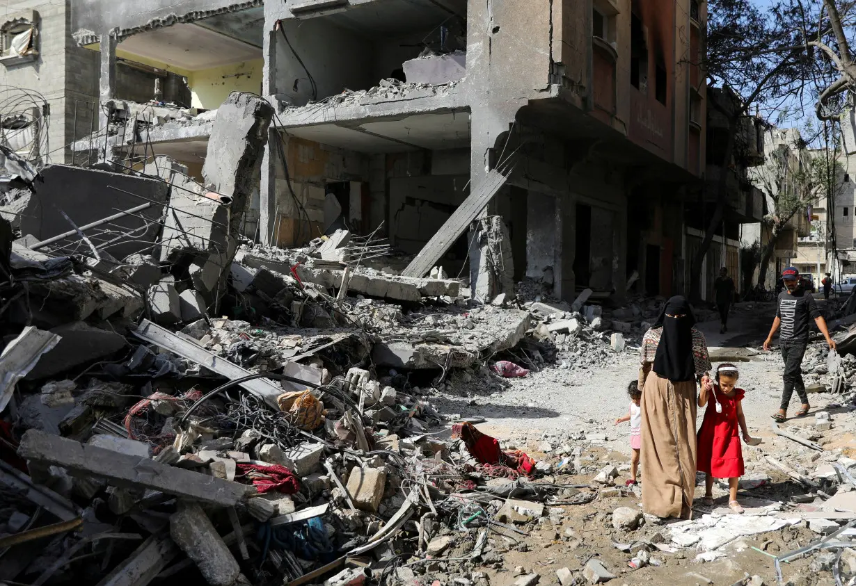 FILE PHOTO: Aftermath of Israeli strikes at the area where Israeli hostages were rescued on Saturday, in Nuseirat refugee camp