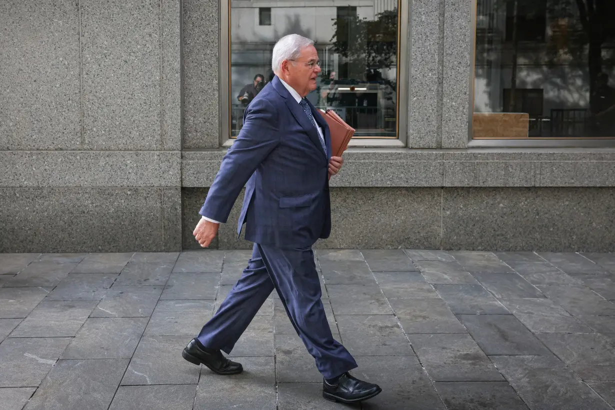 U.S. Senator Robert Menendez arrives at Federal Court, for his bribery trial in New York