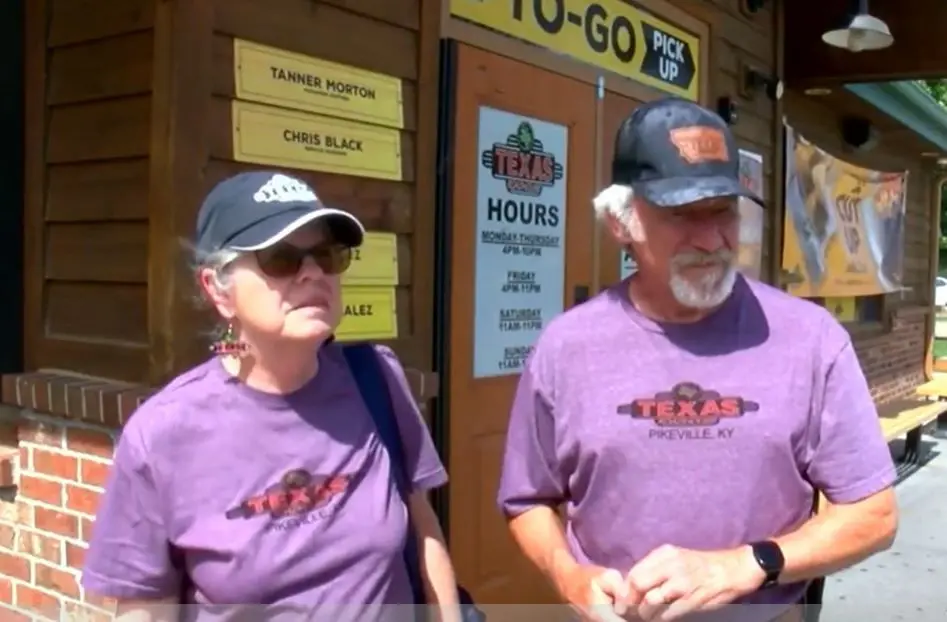 Retired couple, Mike and Judy McNama, are traveling across America to eat at different Texas Roadhouse restaurants.