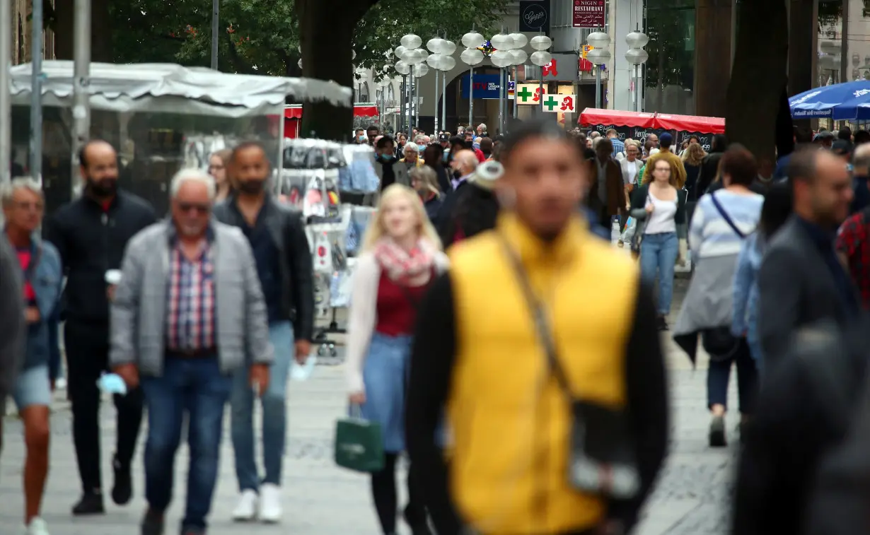 People stroll downtown in Munich