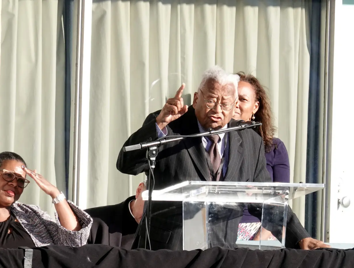 FILE PHOTO: Rev. James Lawson speaks at Lorraine Motel, now the National Civil Rights Museum, in Memphis