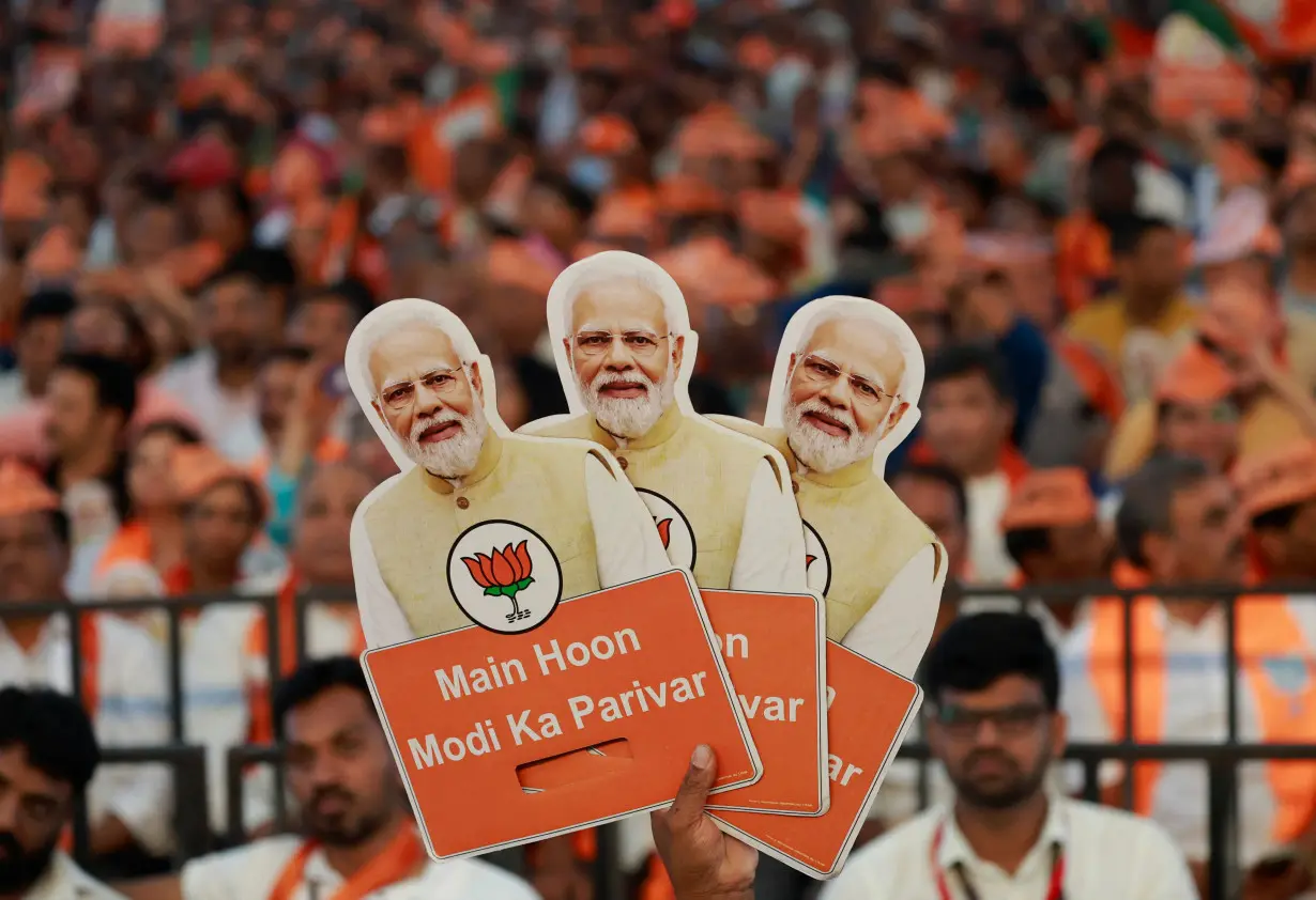 India's Prime Minister Narendra Modi attends an election campaign in Bengaluru