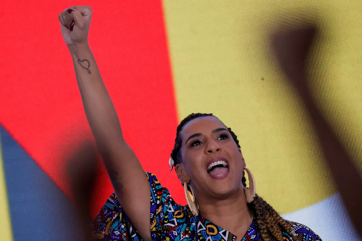 FILE PHOTO: Brazilian Minister of Racial Equality Anielle Franco gestures during an inauguration ceremony in Brasilia