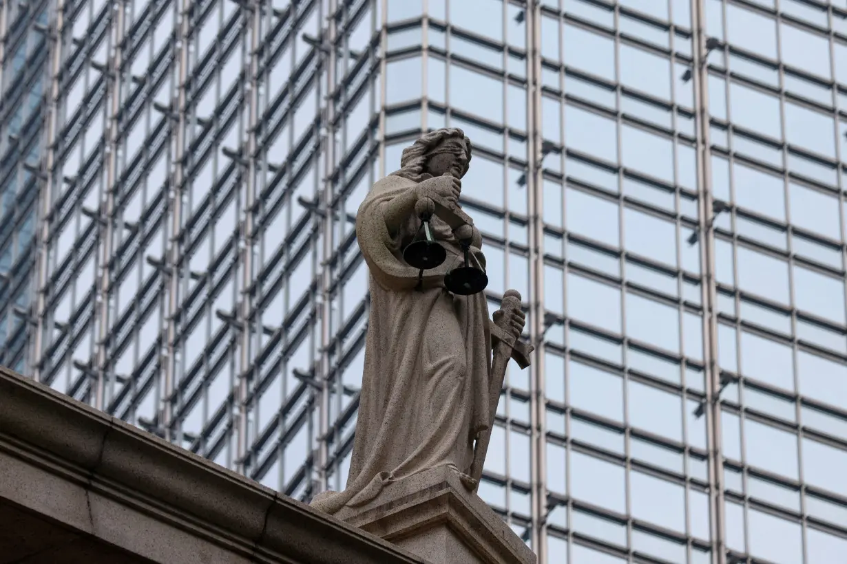 FILE PHOTO: A statue of Lady Justice at the Court of Final Appeal is pictured, in Hong Kong