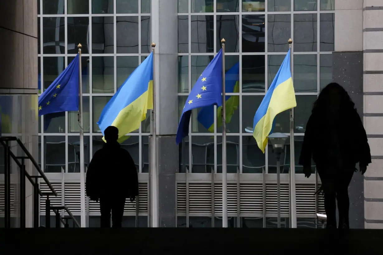 Commemorations marking the first anniversary of the Russian invasion of Ukraine, in Brussels