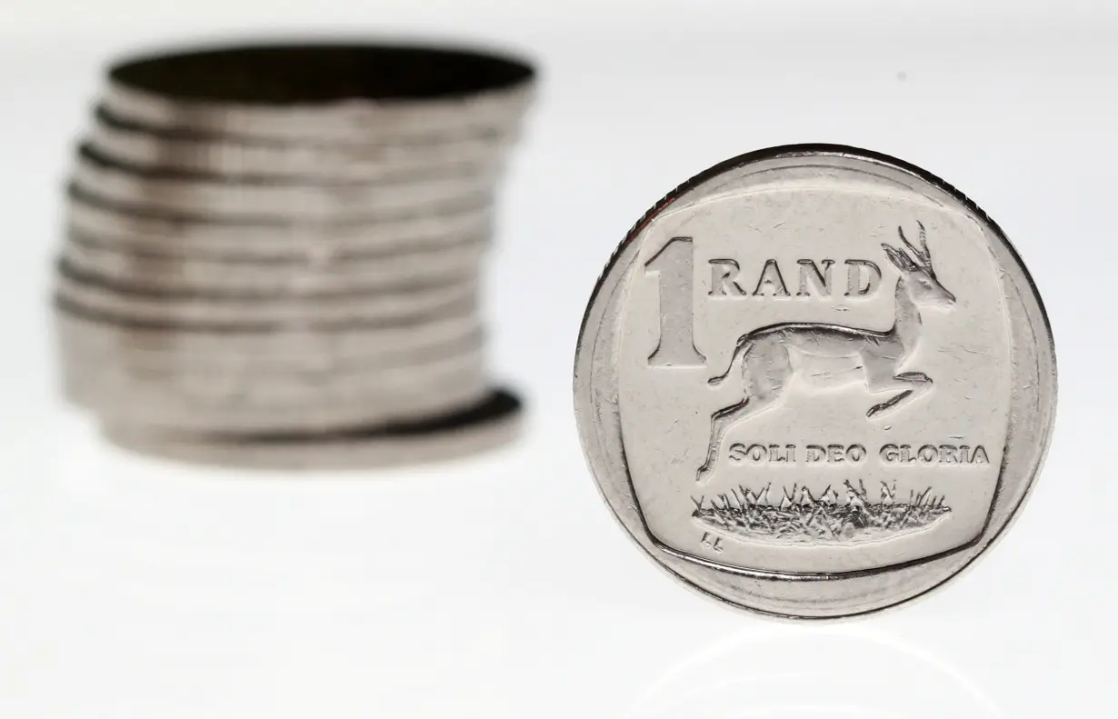 South African Rand coins are seen in this illustration picture