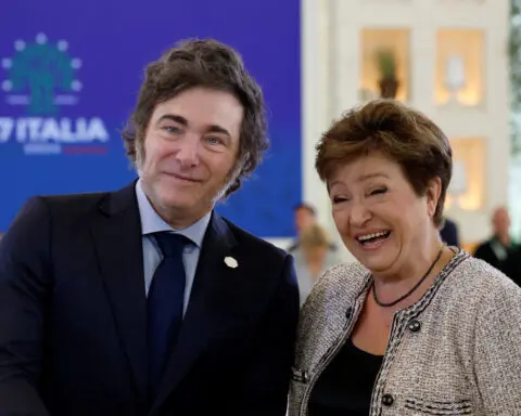 Argentina's Milei meets with IMF at G7 after greeting Biden