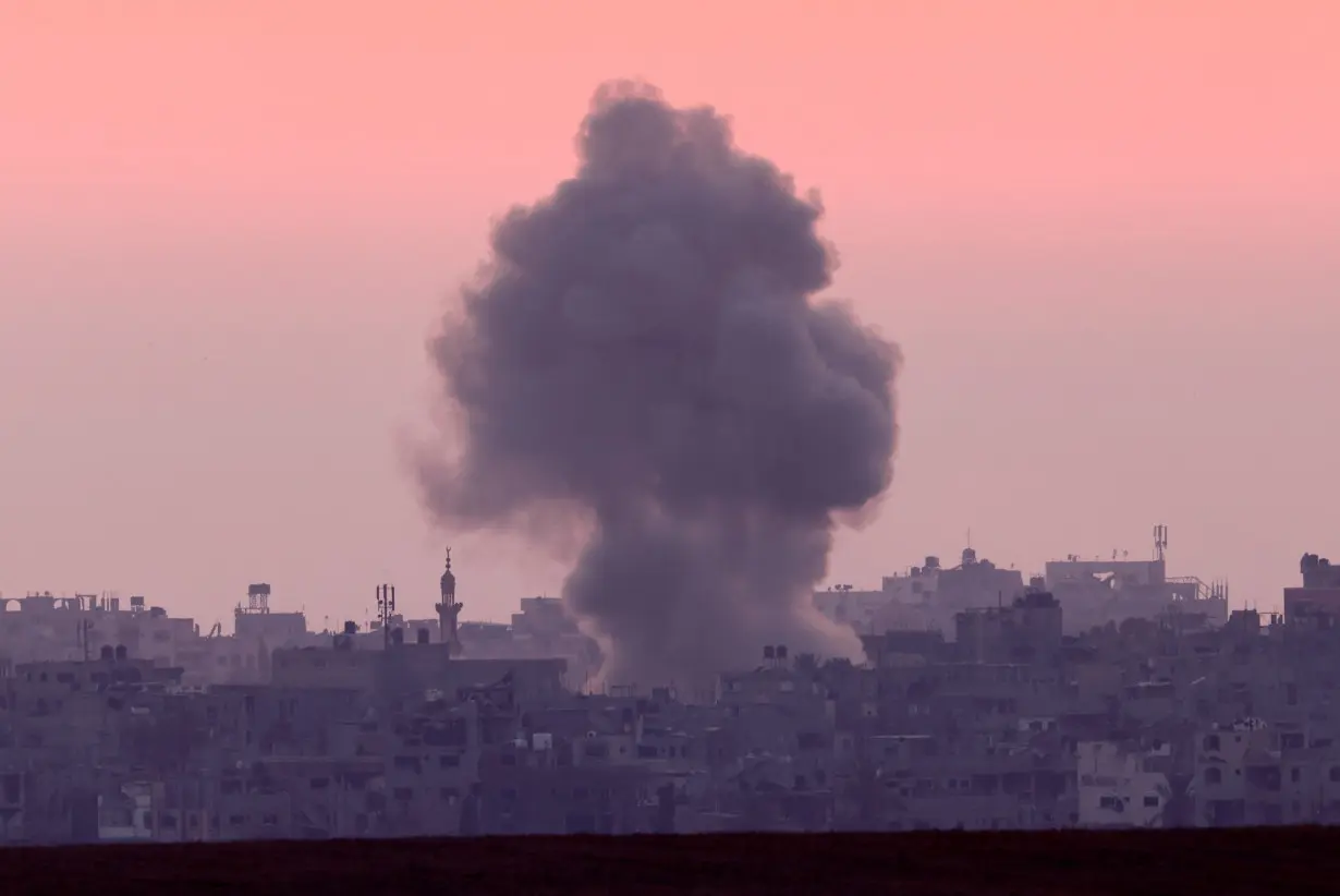 Smoke rises from the Gaza Strip, near the Israel-Gaza border