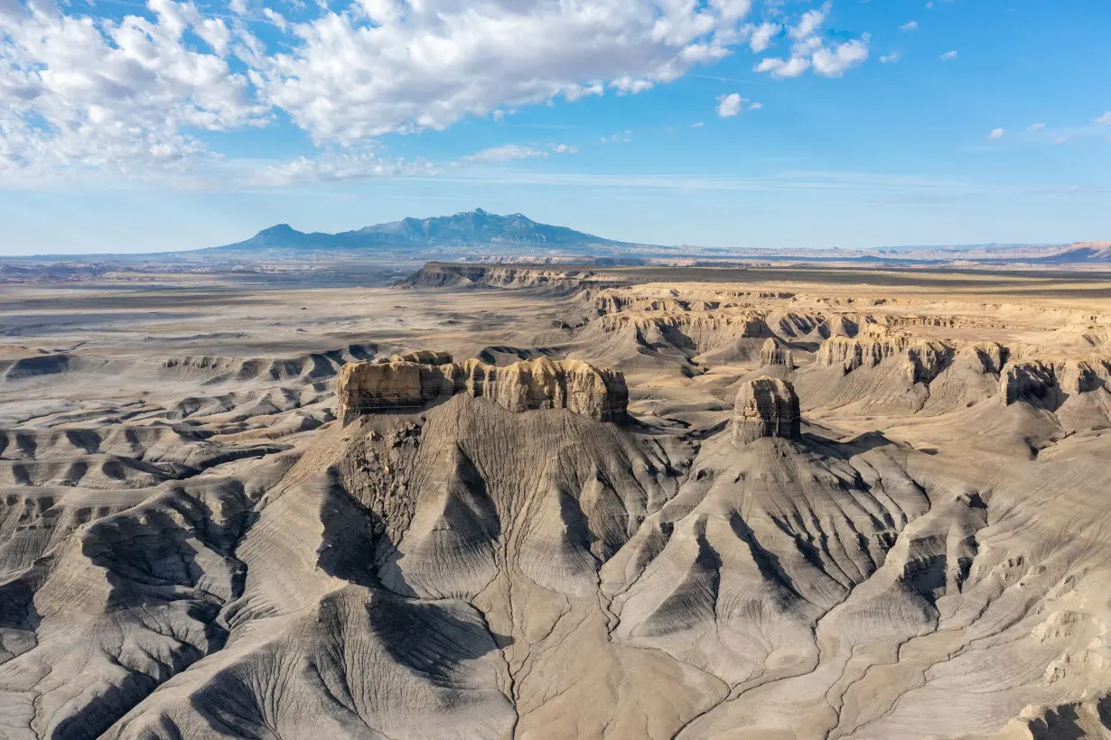 Aerial view of the Moonscape Overlook near Hanksville, Utah. Jonathan fell to his death on January 27, 2024, when a ledge at the overlook gave way.