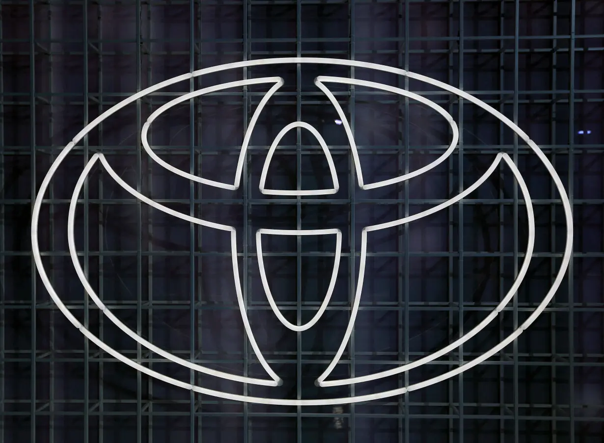 FILE PHOTO: Toyota logo is seen in Tokyo Motor Show in Tokyo