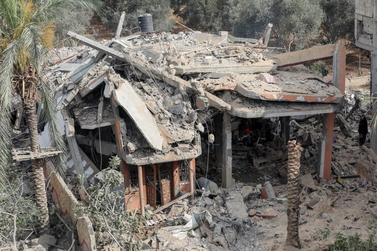 Aftermath of an Israeli strike on a house in the central Gaza Strip