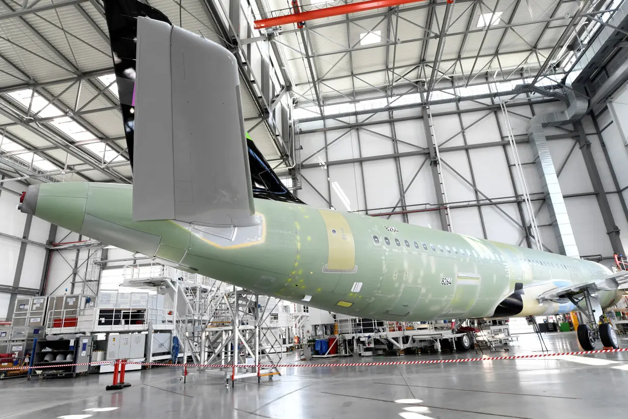 FILE PHOTO: The A320 production line at the Airbus plant in Hamburg