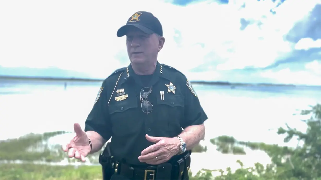 Sheriff Bill Leeper provides an update after the Nassau County Sheriff's Office Marine Unit responded to a call of a man who had been bitten by a shark on June 28.