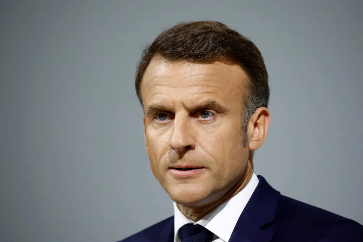 FILE PHOTO: French President Macron gives a press conference after calling snap parliamentary election