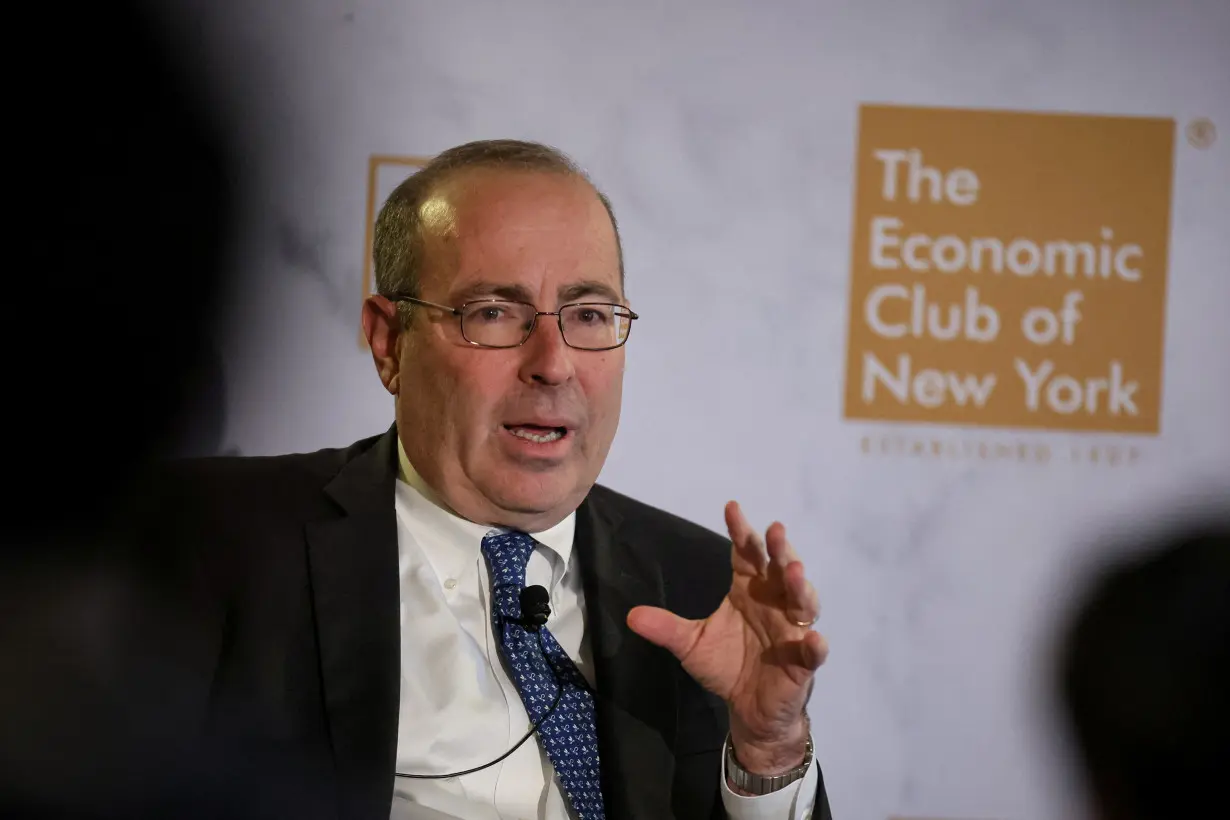 Richmond Federal Reserve Bank president Thomas Barkin speaks to the Economic Club of New York in New York