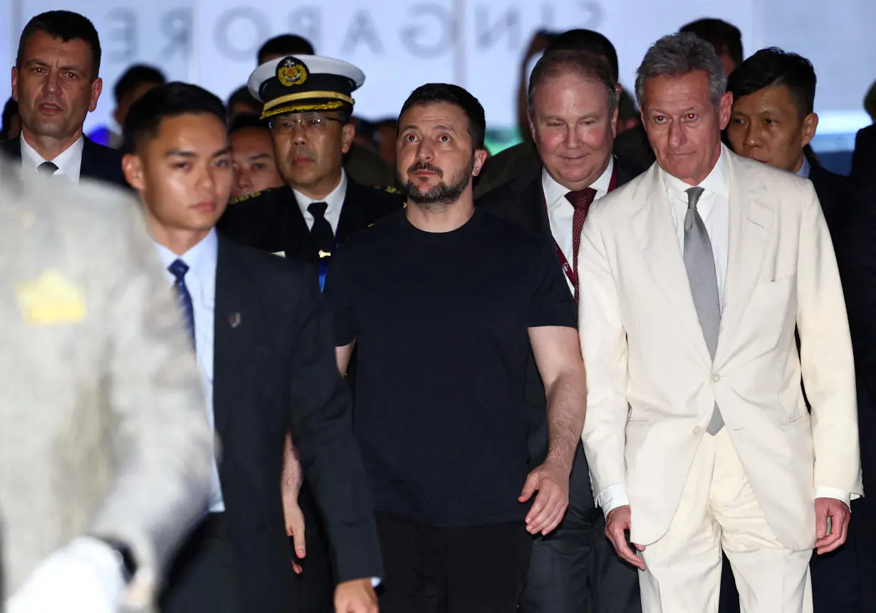 Ukrainian President Volodymyr Zelenskiy arrives at the Shangri-La Dialogue in Singapore