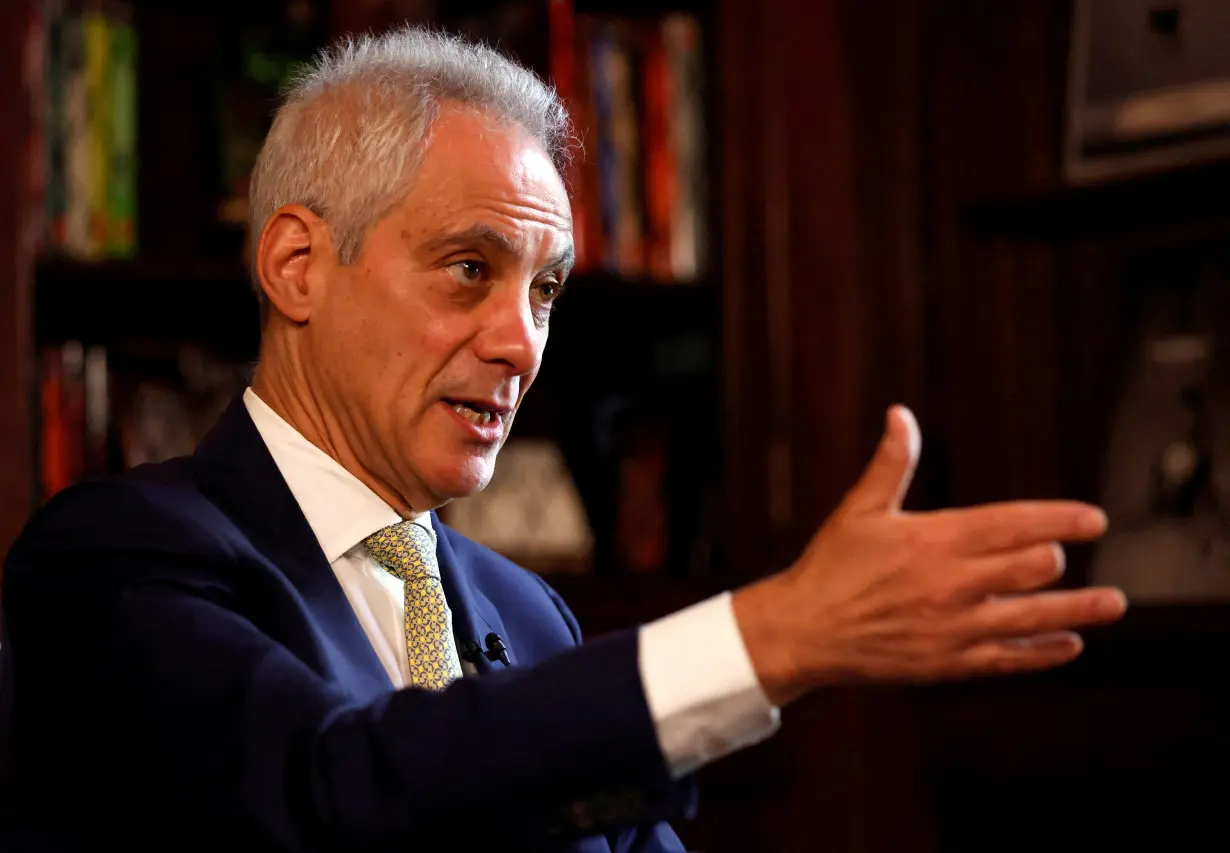 FILE PHOTO: U.S. Ambassador to Japan Rahm Emanuel speaks during an interview with Reuters in Tokyo