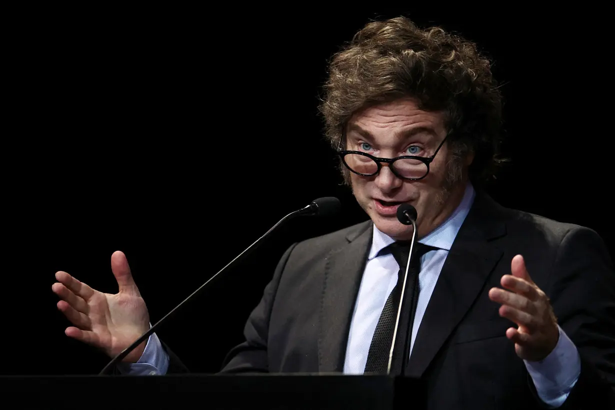 Argentina's President Javier Milei speaks at a business event, in Buenos Aires