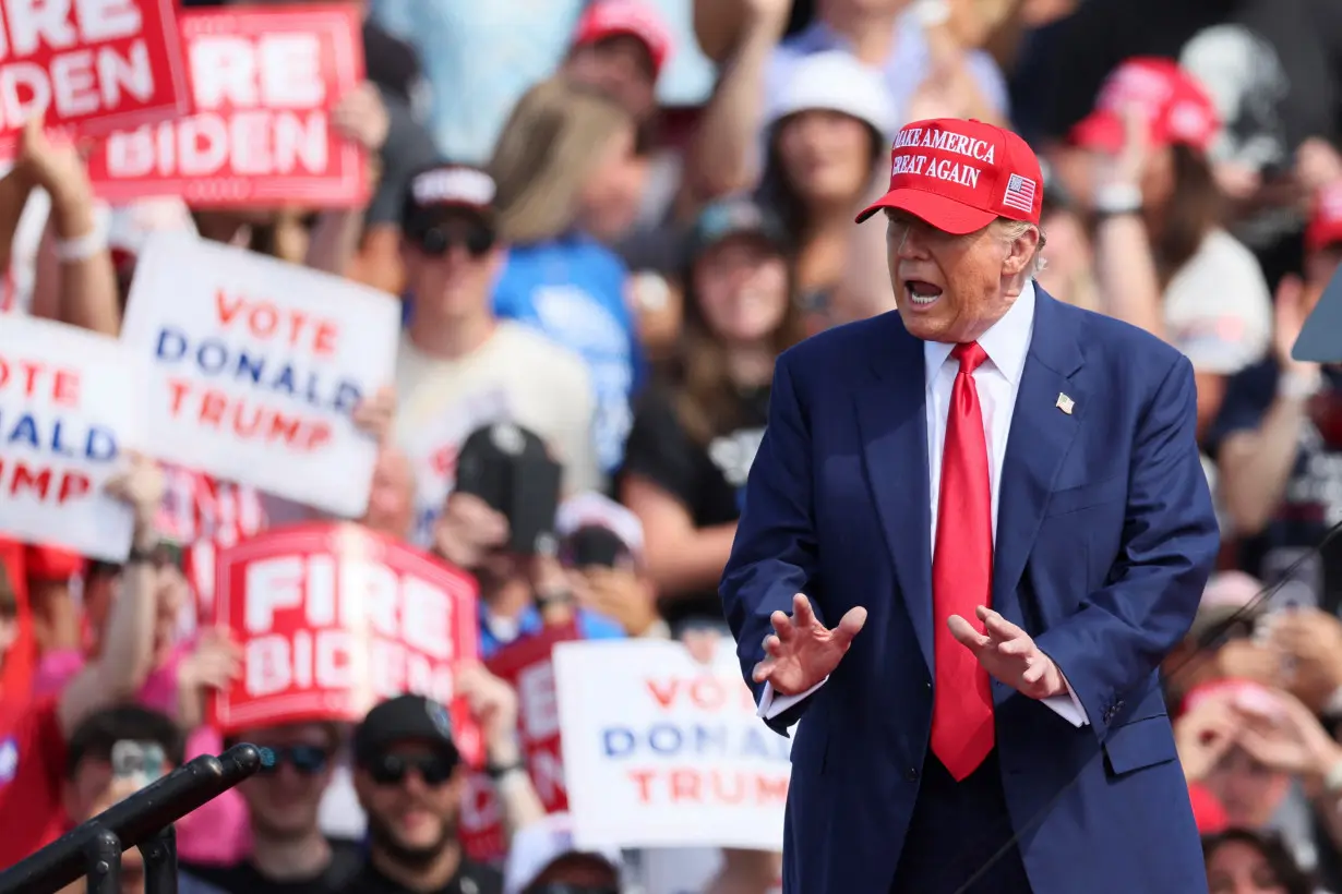 Former U.S. President and Republican presidential candidate Trump holds a campaign event, in Racine